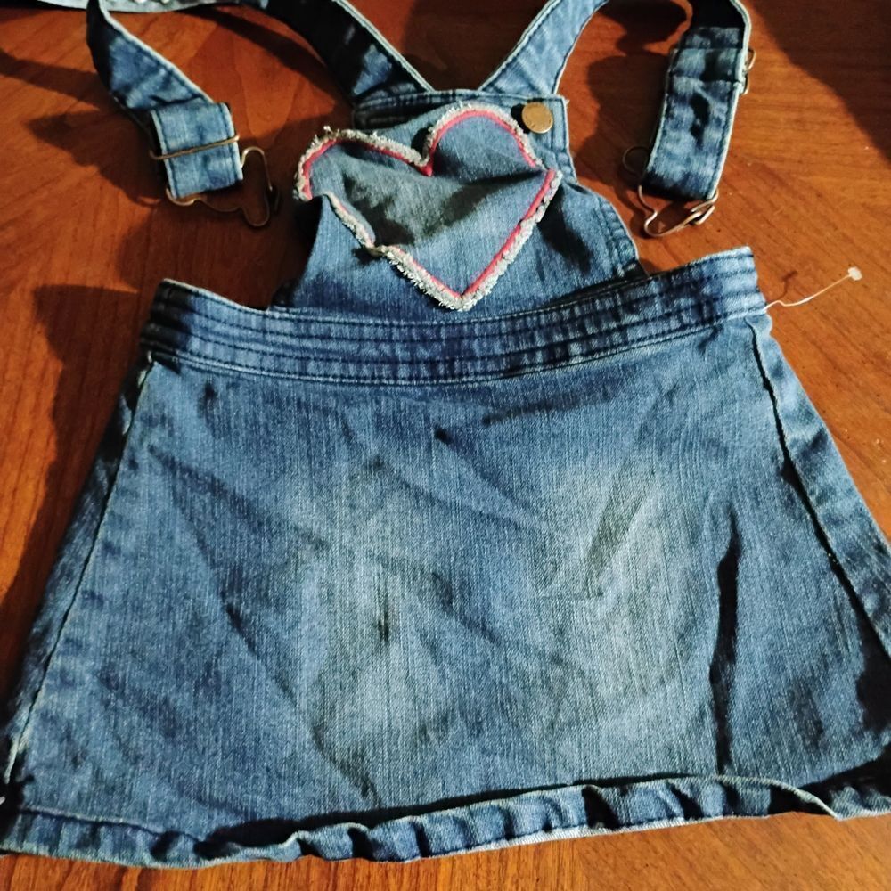 (1142) Oshkosh Denim Overall Dress - Size: 18 months
